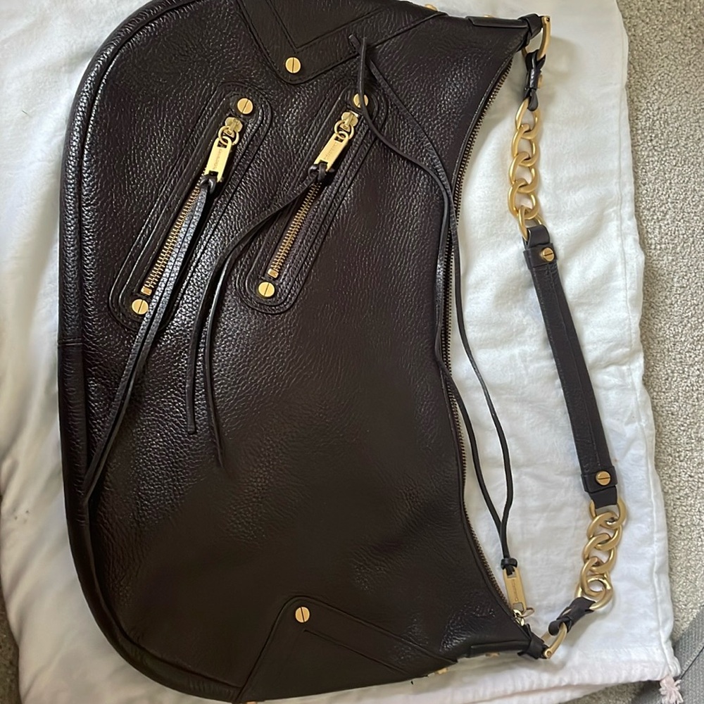 Alexis Hudson dark brown shoulder purse w/tassles